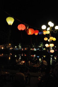 The colorful streets of Hoi An by night.