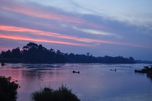 Recent sunrise we watched on the Mekong River in Laos.