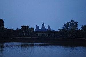 Sunrise at the main temple--Angkor Wat. It wasn't actually much of a sunrise because it was very cloudy that morning.