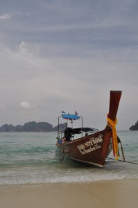 Longtail boats are scattered along all the beaches on Phi Phi, waiting to pick up tourists and cruise them around... for a fee, of course!