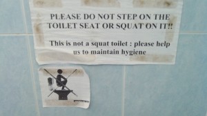 This sign... only found in places where the squat toilet is a part of the culture. This was in one of our nicer guesthouses. 