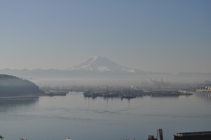 Unfortunately the best shot we've gotten of Mt. Rainier. It towered over us for several days of riding... but we never had a clear shot. We finally got it, but it's clouded by the smog and industry of Tacoma in the foreground.
