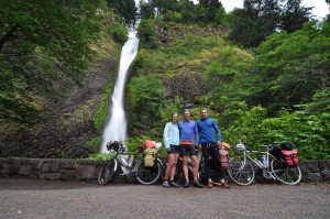 Group photo in front of Horsetail Falls, our sixth and final waterfall stop of the day