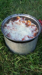 Final layer of cheese is on, and this is after about 5 minutes of low to medium heat, allowing everything to cook together. 