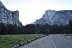 Half Dome at dawn. We woke up at 4:00 a.m. so we could begin our climb out of the Valley before the sun baked us. 