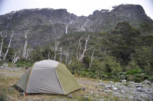 Please notice the waterfall  on that mountain behind our tent. Stunning!