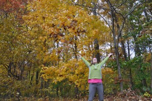 Fall is fun! Playing in the leaves, although they didn't fall around me quite as magically as I hoped.