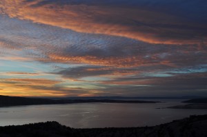 Sunset view from our favorite free campsite in Europe--on the coast of Croatia. 