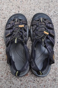 You can see how the backstrap has come loose on the right shoe, but altogether, these shoes were perfect for our touring lifestyle. 