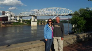 Louis and me, with the pedestrian bridge over the Cumberland River