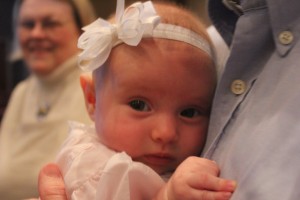 Kirby, snuggled up on Dad's chest before the service started. 