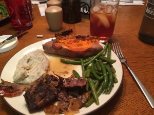 I really did make some awesome food on this thing! This was a tasty balsamic roast, with mashed cauliflower, baked sweet potato and green beans!