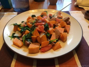 The sweet potato hash with sausage and fresh veggies became another favorite on the Whole 30!