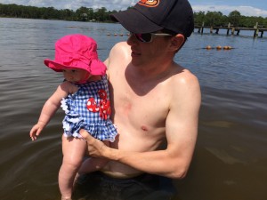 First swim! At "The Point Club" in Perdido Bay/Soldier Creek.